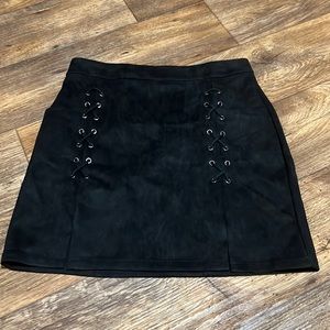 Suede Lace up Skirt